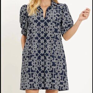Jude Connally Emerson mini dress in lattice ropes navy Size XS NWOT